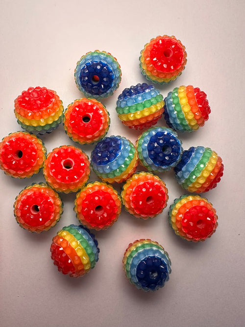 5 pcs of 20 mm jelly rhinestone rainbow beads